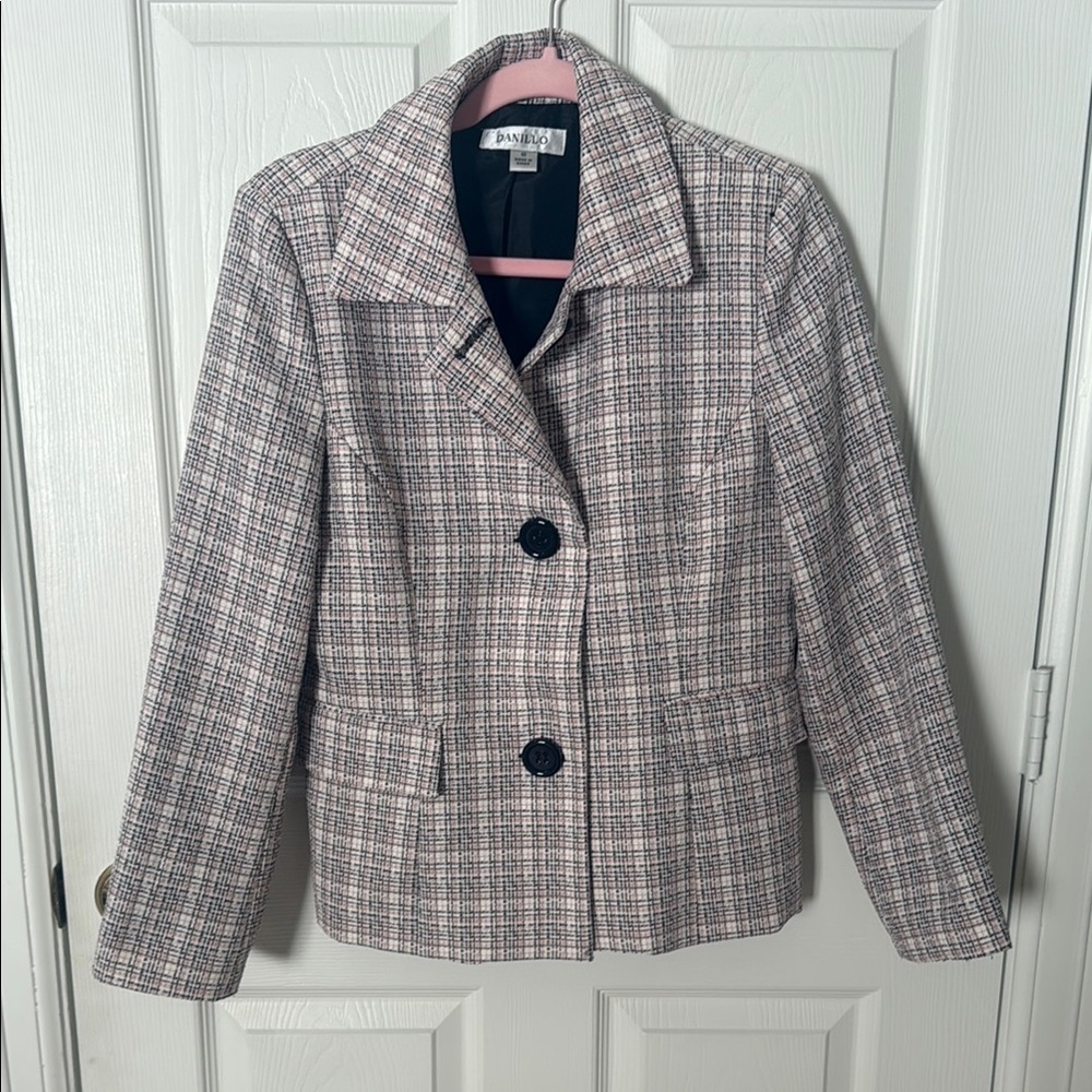 Tweed Women's Jacket by Danillo - Black, Pink and White size 10